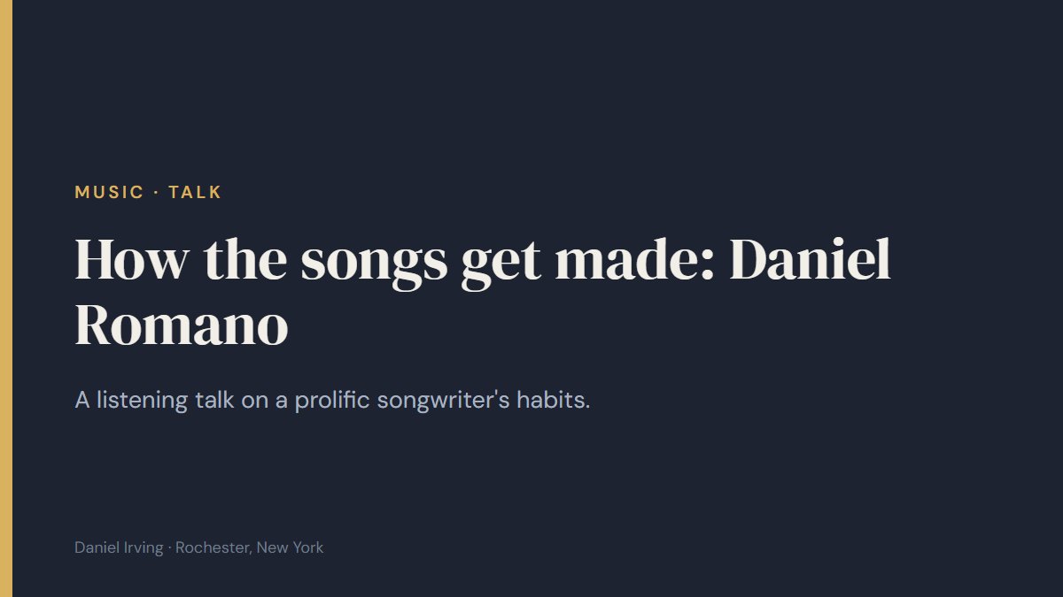 Cover of a listening talk on Daniel Romano