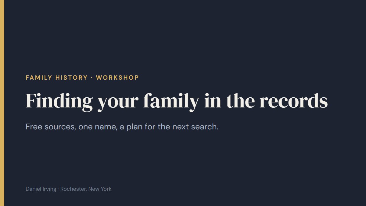 Workshop cover: Finding your family in the records