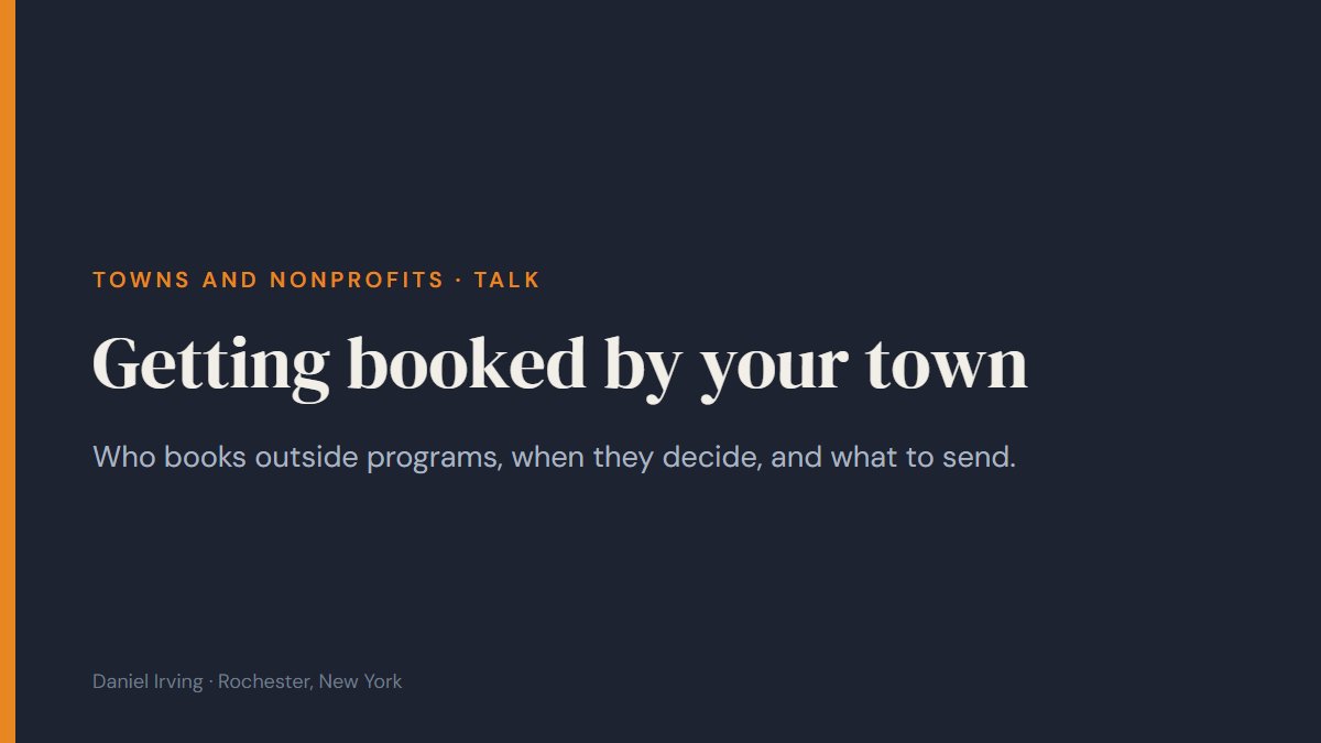Talk cover: Getting booked by your town