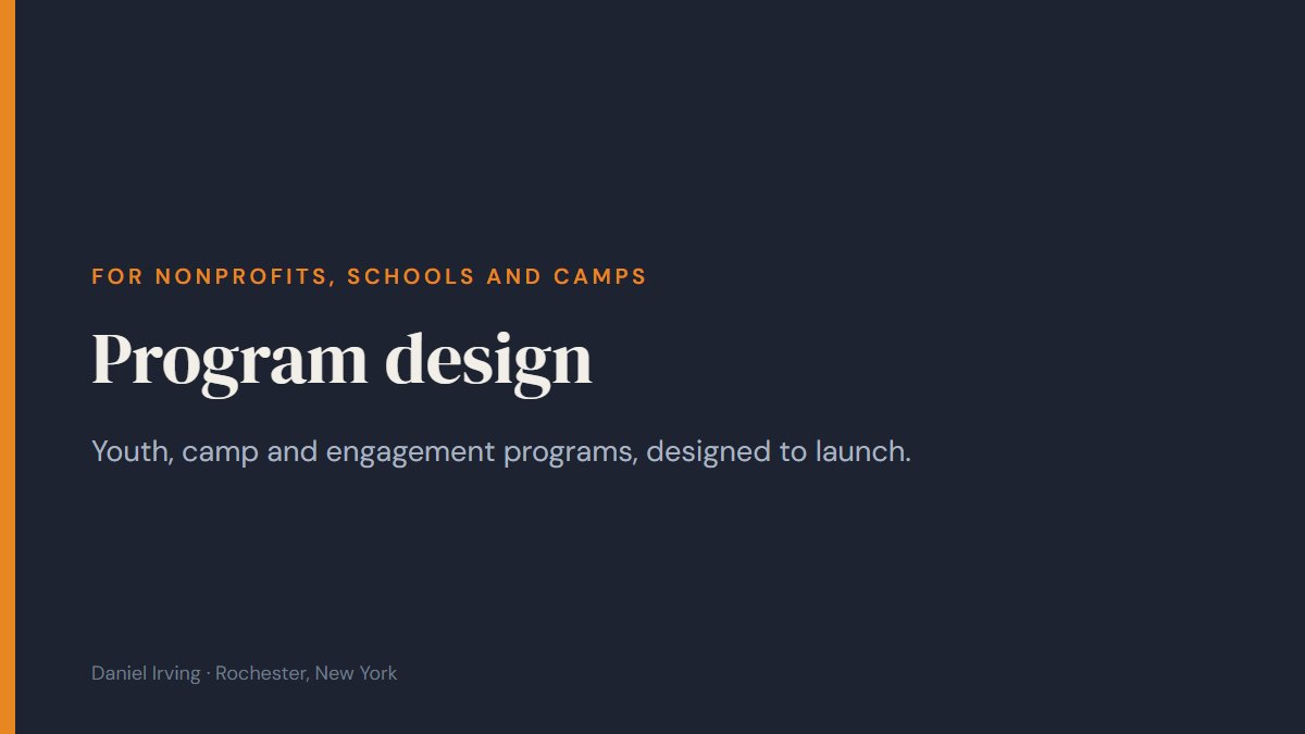 Cover: Program design for nonprofits, schools and camps